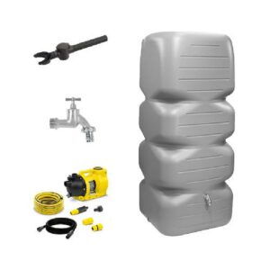 Plastmasas tvertne lietus ūdens uzkrāšanai CUBUS (ar sūkni, krānu un novirzītāju), 1000l [EF]