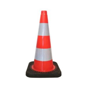 Konuss h=50cm, PVC, divas baltas joslas, ar gumijas pamatni