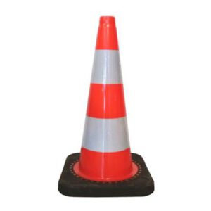 Konuss h=75cm, PVC, divas baltas joslas, ar gumijas pamatni