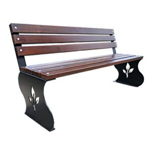 Atpūtas soliņš ar atzveltni un dekoratīvu metāla korpusu, 180cm (ar 7 dēļiem)