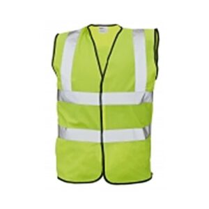 Brīdinoša veste no fluoriscējoša materiāla ar atstarojošām lentām, dzeltena