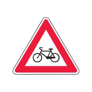 Brīdinājuma zīme Nr.130/Velosipēdu ceļa šķērsošana, 700x700mm, 2. atstarošanas klase