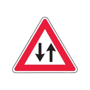 Brīdinājuma zīme Nr.122/Divvirzienu satiksme, 700x700mm, 2. atstarošanas klase