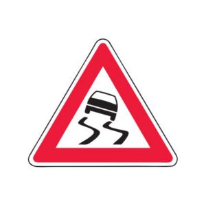 Brīdinājuma zīme Nr.115/Slidens ceļš, 900x900mm, 2. atstarošanas klase