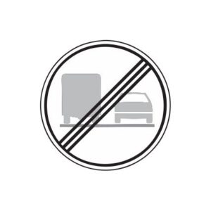 Aizlieguma zīme Nr.322/Kravas automobiļiem apdzīšanas aizliegums beidzas, d.600mm, 2. atstarošanas klase