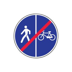 Rīkojuma zīme Nr.422/Gājēju un velosipēdu ceļa beigas, d.700mm, 2. atstarošanas klase