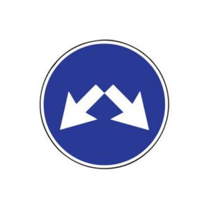 Rīkojuma zīme Nr.412/Šķērsli apbraukt pa labo vai kreiso pus, d.700mm, 2. atstarošanas klase