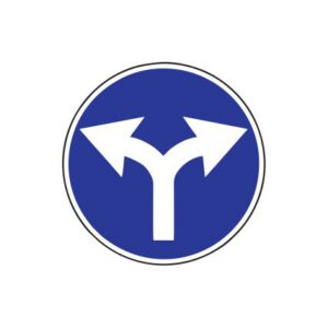 Rīkojuma zīme Nr.406/Braukt pa labi vai pa kreisi, d.700mm, 1. atstarošanas klase