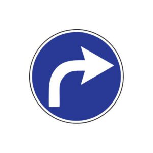 Rīkojuma zīme Nr.402/Braukt pa labi, d.600mm, 1. atstarošanas klase