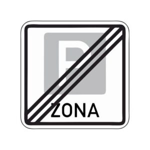 Norādījuma zīme Nr.530/Stāvvietu zonas beigas, 900x900mm, 1. atstarošanas klase