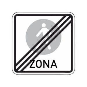 Norādījuma zīme Nr.528/Gājēju ceļu zonas beigas, 900x900mm, 2. atstarošanas klase