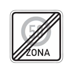 Norādījuma zīme Nr.526/Maksimālā ātruma ierobežojuma zonas beigas, 900x900mm, 1. atstarošanas klase