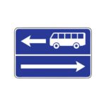 Norādījuma zīme Nr.509/Izbraukšana uz ceļa ar joslu pasažieru sabiedriskajiem transportlīdzekļiem, 1050x700mm, 2. atstarošanas klase