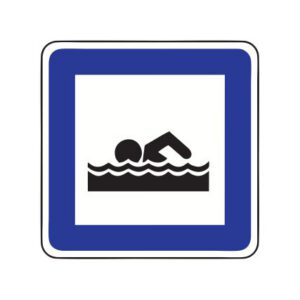 Servisa zīme Nr.618/Peldvieta vai peldbaseins, 600x900mm, 1. atstarošanas klase