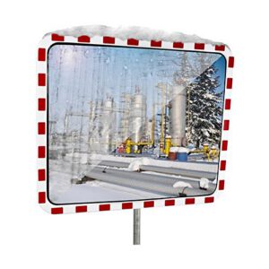 Spogulis, nerūsējošā tērauda, četrtūra, 60x80cm, sarkans/balts, ar pret-kondensāta pārklājumu