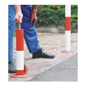 Pusautomātisks paceļams stabs, sarkans ar baltu, 76x900mm