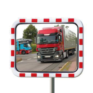 Spogulis, nerūsējošā tērauda, četrtūra, 60x80cm, sarkans/balts [DAN]