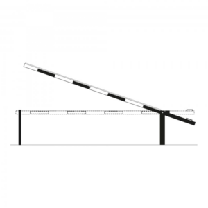 COMPACT paceļamā barjera ar pretsvaru, ar balsta stabu, cinkota, sarkanbalta. 6000x4895mm