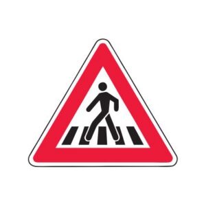 Brīdinājuma zīme Nr.120/Gājēju pāreja, 1200x1200mm, 2. atstarošanas klase
