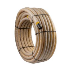PVC gofrēta drenu caurule ar ģeotekstila filtru, d=125mm (rullī 50m)