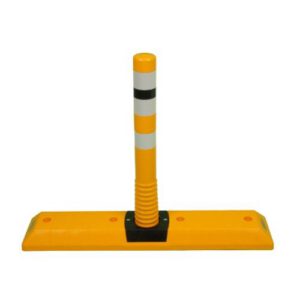 PVC automašīnu atdure jeb parkošanās barjera (1000x200mm) ar poliuretāna stabiņu (dzeltenu), h=765mm [TEM]