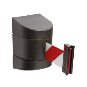 Izvelkama lenta (melns korpuss) ar stiprinājumu, 5m sarkanbalta lenta [SOR]