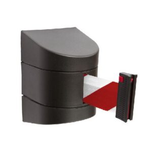 Izvelkama lenta (melns korpuss) ar stiprinājumu, 10mm sarkanbalta lenta [SOR]