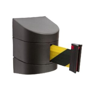 Izvelkama lenta (melns korpuss) ar stiprinājumu, 10m dzeltenmelna lenta [SOR]