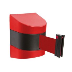 Izvelkama lenta (sarkanmelns korpuss) ar stiprinājumu, 10m sarkana lenta [SOR]