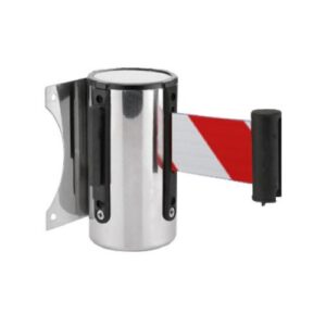 Izvelkama lenta (metāla korpuss) ar stiprinājumu, 2.7m sarkanbalta lenta [SOR]