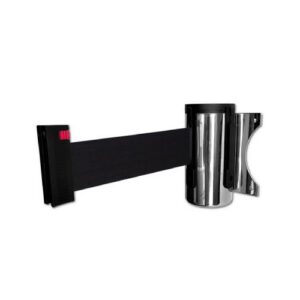 Izvelkama lenta (nerūsējošā tērauda korpuss) ar stiprinājumu, 3m melna lenta [SOR]