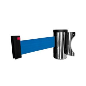 Izvelkama lenta (nerūsējošā tērauda korpuss) ar stiprinājumu, 3m zila lenta [SOR]