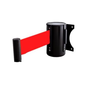 Izvelkama lenta (melns metāla korpuss) ar stiprinājumu, 2.7m sarkana lenta [SOR]