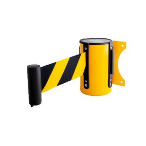 Izvelkama lenta (dzeltens metāla korpuss) ar stiprinājumu, 4.5m dzeltenmelna lenta [SOR]