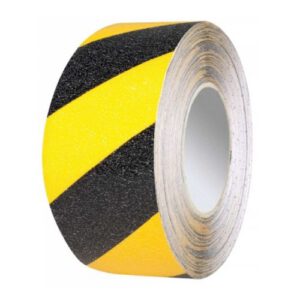 Pašlīmējoša grīdas marķēšanas lenta (vinila) ar pretslīdes materiālu, dzeltenmelna 75mm x 25m