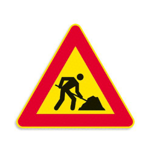 Finiera ceļa zīme Nr.118 Uz ceļa strādā, 700x700x700mm, 1. atstarošanas klase