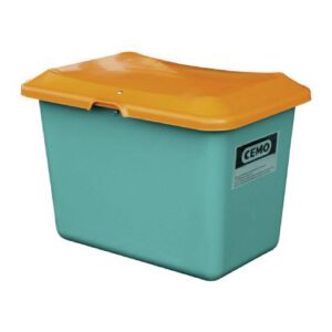 Smilts/sāls stiklšķiedras konteiners, zaļš ar oranžu vāku, 200l [CE]