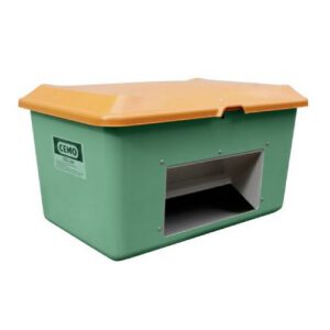Smilts/sāls stiklšķiedras konteiners, zaļš ar oranžu vāku, 400l (atvērtā tipa) [CE]