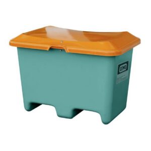 Smilts/sāls stiklšķiedras konteiners, zaļš ar oranžu vāku, 400l (ar iekrāvēja ejām) [CE]