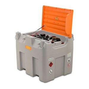 Mobilā dīzeļdegvielas uzpildes un uzglabāšanas tvertne DT MOBIL EASY (sertificēta), 980l ar 12/24V elektrisko sūkni (ar veramu vāku)