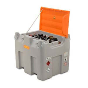 Mobilā dīzeļdegvielas uzpildes un uzglabāšanas tvertne DT MOBIL EASY (sertificēta), 980l PREMIUM ar 12/24V elektrisko sūkni (ar veramu vāku)