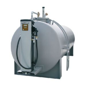 Stacionārā dīzeļdegvielas uzpildes un uzglabāšanas tvertne ar kronšteinu, 4000L (dubultsienu, tērauda), d=1600mm (2900x1650x2250mm)