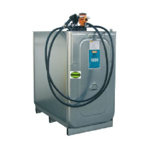 Stacionārā dīzeļdegvielas uzpildes un uzglabāšanas tvertne UNI-Tank 1000L (metāla kastē) ar 230V elektrisko sūkni