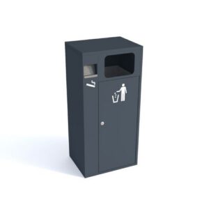 Metāla atkritumu tvertne ar pelnu trauku (cinkota un krāsota RAL), 40l [KRO]