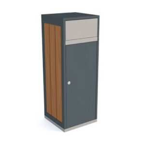 Metāla/koka atkritumu tvertne ar atloka vāku (cinkota un krāsota RAL 7021), 120l [KRO]