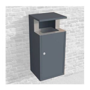 Metāla atkritumu tvertne, stiprināma pie sienas (cinkota un krāsota RAL 7021), 80l [KRO]