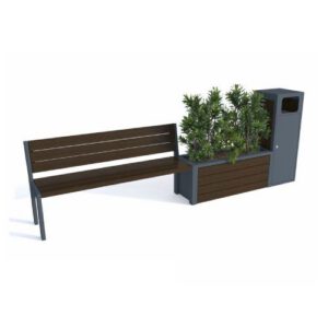 Komplekts ar soliņu (ar atzveltni), puķu podu un atkritumu tvertni (l=3590mm) [KRO]