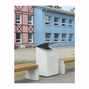 Betona atkritumu tvertne ar pulverkrāsotu metāla vāku, 600x450x940mm (90L)