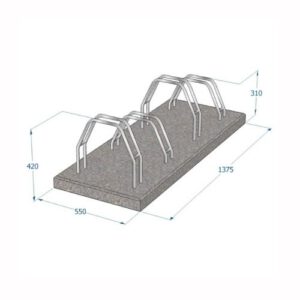 Velosipēdu statīvs 4 velosipēdiem ar betona pamatni, 1375x550x310-420mm