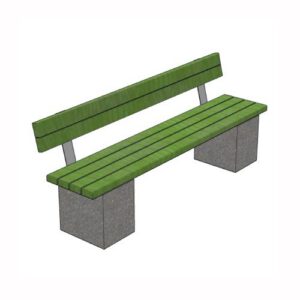 Betona soliņš ar koka dēlīšiem (ar atzveltni), 2000x400x780mm